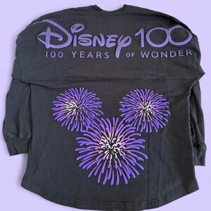 Disney 100 Spirit Jersey Purple Glitter Fireworks Mikey Long Sleeve Size S